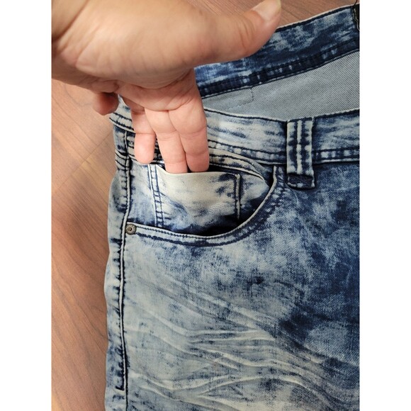 Smoke Rise Men’s Blue Acid Wash Tie Dye Jean Shorts - 40(Inseam 13") - Picture 3 of 8